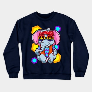 Retro Hippie Elephant Peace Love Animals Crewneck Sweatshirt